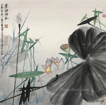 tinta nenúfares estanque tradicional chino Pinturas al óleo